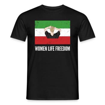 Neue iranische Flagge Kein Hijab weibliche Faustunterstützung - Männer T-Shirt - Schwarz - Vorne - AI Model Male 178 light (178cm)
