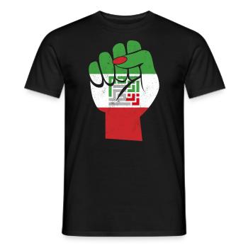 Iranische Flagge Frauen Leben Freiheit auf Farsi Weiblich - Männer T-Shirt - Schwarz - Vorne - AI Model Male 178 light (178cm)