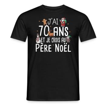 70 Ans Anniversaire Cadeau Père Noël Humour - T-shirt homme - noir - Devant - AI Model Male 178 light (178cm)