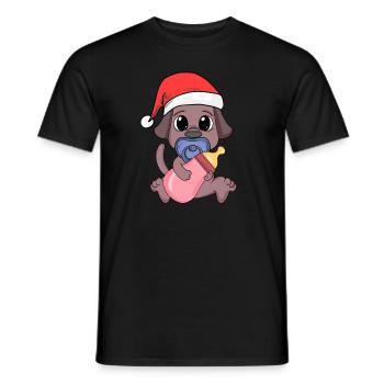 Chien Bébé Noël - T-shirt homme - noir - Devant - AI Model Male 178 light (178cm)