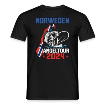 Norwegen Angeltour 2024 Angeln in Norwegen - Männer T-Shirt - Schwarz - Vorne - AI Model Male 178 light (178cm)