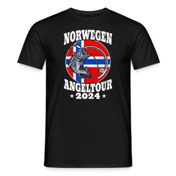 Norwegen Angeltour 2024 Angeln in Norwegen - Männer T-Shirt - Schwarz - Vorne - AI Model Male 178 light (178cm)