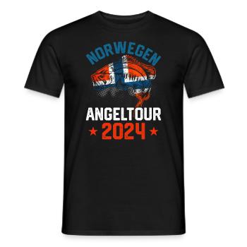 Norwegen Angeln Angelurlaub 2024 Angeltrip - Männer T-Shirt - Schwarz - Vorne - AI Model Male 178 light (178cm)