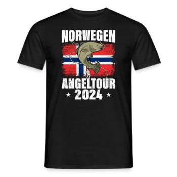 Norwegen Angelurlaub 2024 Angeln in Norwegen - Männer T-Shirt - Schwarz - Vorne - AI Model Male 178 light (178cm)