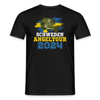 Angeln in Schweden Angelurlaub 2024 - Männer T-Shirt - Schwarz - Vorne - AI Model Male 178 light (178cm)