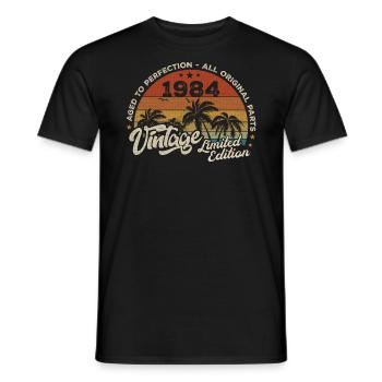 Vintage 1984 Anniversaire Rétro 1984 - T-shirt homme - noir - Devant - AI Model Male 178 light (178cm)