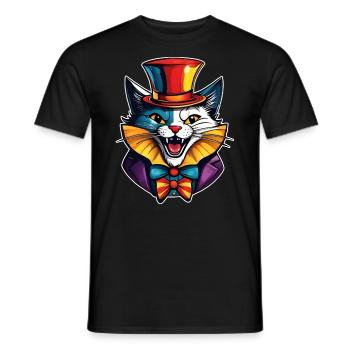Cool Horror Clown Cat - Men's T-Shirt - black - Front - AI Model Male 178 light (178cm)