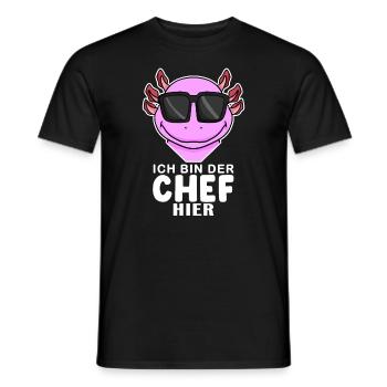 Chef Spruch Anführer Axolotl Amphibien Motiv - Männer T-Shirt - Schwarz - Vorne - AI Model Male 178 light (178cm)
