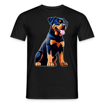 Rottweiler mignon dans un style comique - T-shirt homme - noir - Devant - AI Model Male 178 light (178cm)