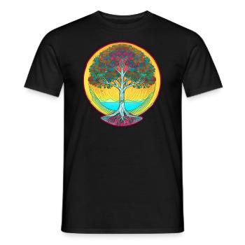 Arbre du monde germanique et viking Yggdrasil - T-shirt homme - noir - Devant - AI Model Male 178 light (178cm)