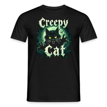 Chat effrayant Halloween gruselige Katze - T-shirt homme - noir - Devant - AI Model Male 178 light (178cm)