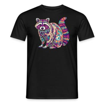 Psychedelischer Waschbär Regenbogenfarben Fraktalkunst - Männer T-Shirt - Schwarz - Vorne - AI Model Male 178 light (178cm)