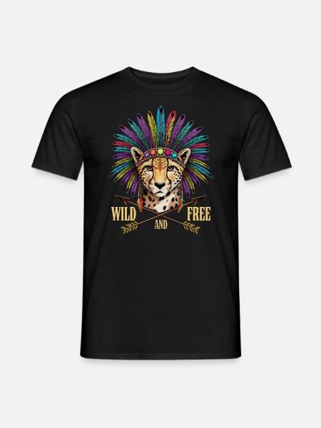 Conception de plumes tribales de guépard sauvage et libre - T-shirt homme - noir