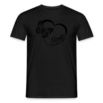 Mom, we love you! Heart and Butterfly - Men's T-Shirt - black - Front - AI Model Male 178 light (178cm)