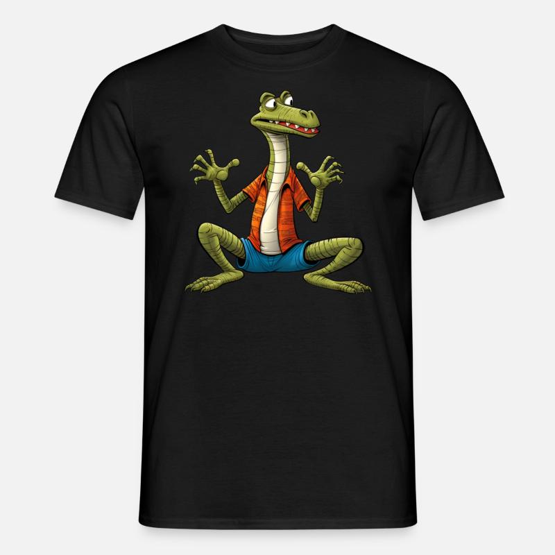 Eidechse Yogi - Männer T-Shirt - Schwarz