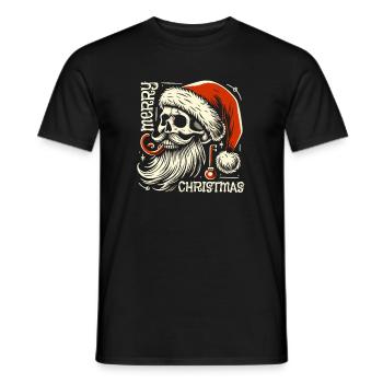 Totenkopf Frohe Weihnachten - Männer T-Shirt - Schwarz - Vorne - AI Model Male 178 light (178cm)
