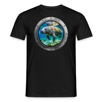 Manatee Animal - Men's T-Shirt - black - Front - AI Model Male 178 light (178cm)