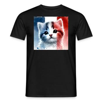 Mister Cat In France - Men's T-Shirt - black - Front - AI Model Male 178 light (178cm)