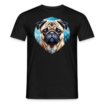 Pug Face Geometry Art - Men's T-Shirt - black - Front - AI Model Male 178 light (178cm)