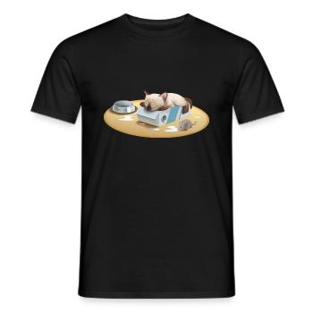 Chat Siam mignon - Famille De chats - T-shirt homme - noir - Devant - AI Model Male 178 light (178cm)