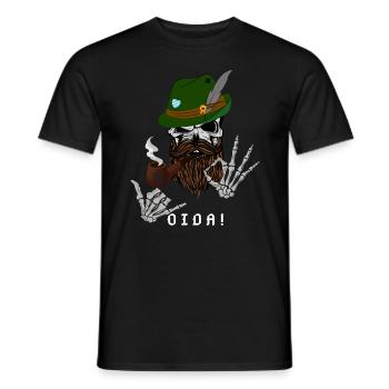 Bavarois avec pipe / crâne avec chapeau de chasseur - T-shirt homme - noir - Devant - AI Model Male 178 light (178cm)