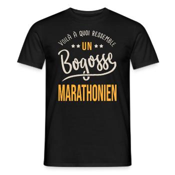 running bogosse marathonien cadeau marathon - T-shirt homme - noir - Devant - AI Model Male 178 light (178cm)