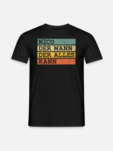 Der Mann Der Alles kann Nico - Männer T-Shirt - Schwarz