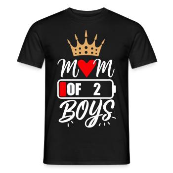 Maman de 2 garçons avec cœur d’amour et couronne - T-shirt homme - noir - Devant - AI Model Male 178 light (178cm)
