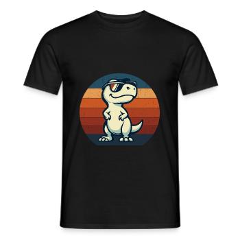 Cooler Dino mit Sonnenbrille Retro Look - Männer T-Shirt - Schwarz - Vorne - AI Model Male 178 light (178cm)