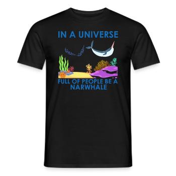 Narwhale Unicorn Whale Whales Sea Ocean Biology - Men's T-Shirt - black - Front - AI Model Male 178 light (178cm)