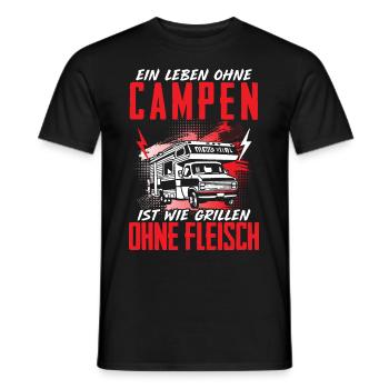 Leben Ohne Campen Grillen Ohne Fleisch Camper - Männer T-Shirt - Schwarz - Vorne - AI Model Male 178 light (178cm)