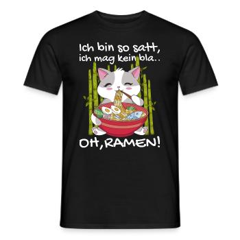 Ramen Katze Kawaii Nudeln Japanische Ramen Katze - Männer T-Shirt - Schwarz - Vorne - AI Model Male 178 light (178cm)