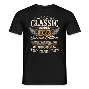Cadeau d’anniversaire classique 1955 Vintage - T-shirt homme - noir - Devant - AI Model Male 178 light (178cm)