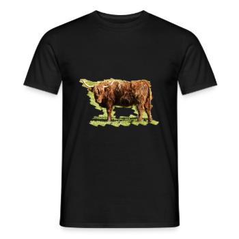Les bovins Highland Cattle sont frugals - T-shirt homme - noir - Devant - AI Model Male 178 light (178cm)