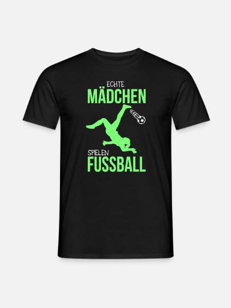 Echte Mädchen Spielen Fussball Frauenfußball - Männer T-Shirt - Schwarz