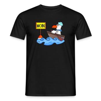 Moin Seemann Möwe Seemöwe Boot - Männer T-Shirt - Schwarz - Vorne - AI Model Male 178 light (178cm)