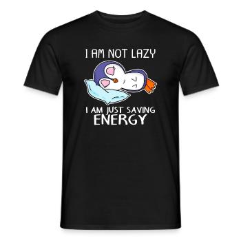 Funny penguin saying lazy funny gift idea - Men's T-Shirt - black - Front - AI Model Male 178 light (178cm)