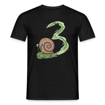 Escargot 3e anniversaire - cadeau 3 ans - T-shirt homme - noir - Devant - AI Model Male 178 light (178cm)