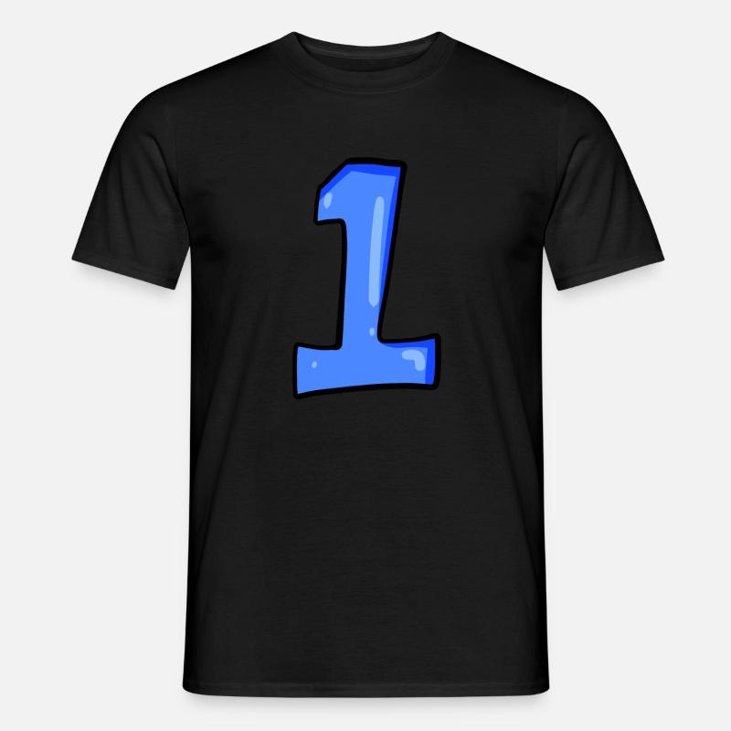 Ziffer 1 Blau - Nummer Eins - Männer T-Shirt - Schwarz