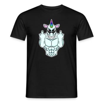 Unicorn middle finger - Men's T-Shirt - black - Front - AI Model Male 178 light (178cm)