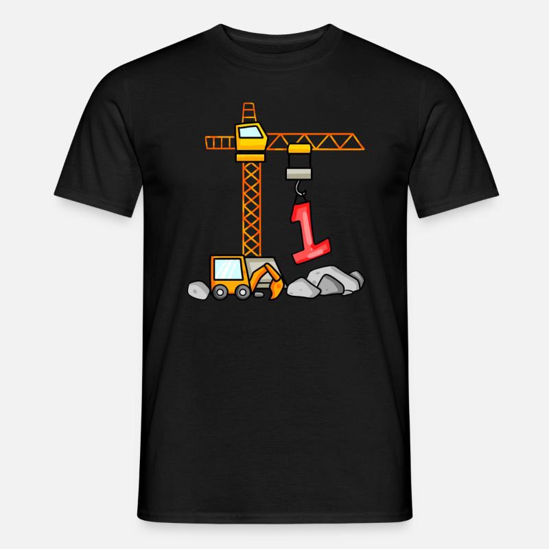 Kinder Geburtstagsshirt Bagger 1 Junge Baustelle 1 - Männer T-Shirt - Schwarz