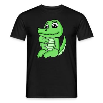 Famille crocodile - Crocodile avec bébé - Crocodile - T-shirt homme - noir - Devant - AI Model Male 178 light (178cm)