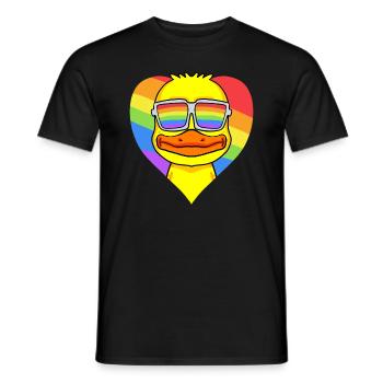 LGBT Herz mit Ente Regenbogen - Männer T-Shirt - Schwarz - Vorne - AI Model Male 178 light (178cm)