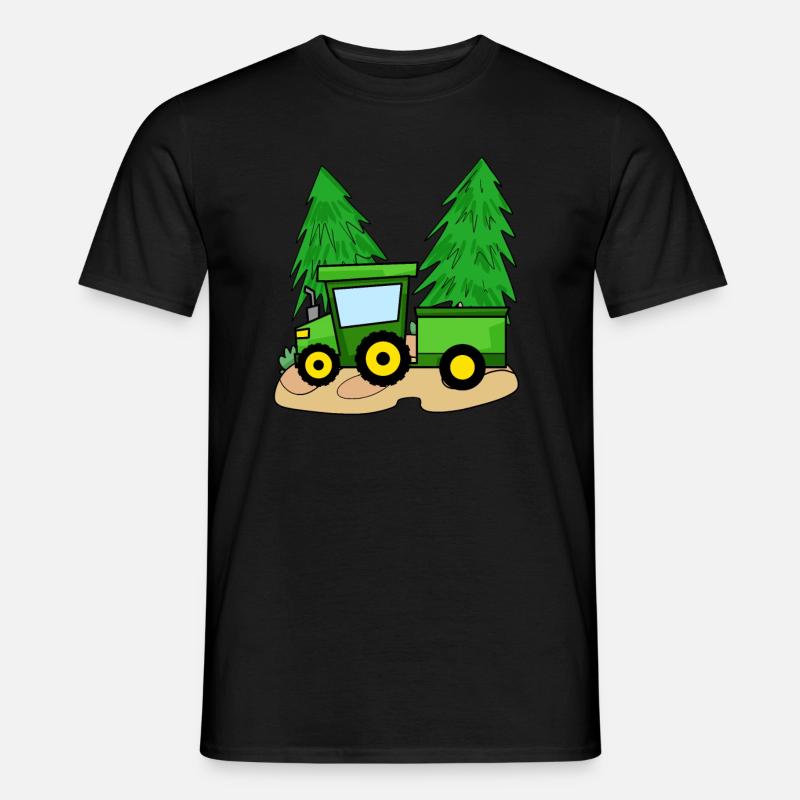 Traktor mit Anhänger - Männer T-Shirt - Schwarz