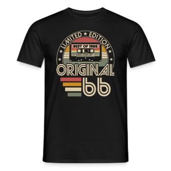 Born in 1966 Vintage Birthday Retro - Men's T-Shirt - black - Front - AI Model Male 178 light (178cm)