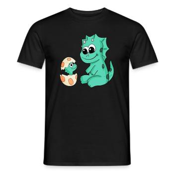 Dinosaurs with Baby Dinosaurs - Men's T-Shirt - black - Front - AI Model Male 178 light (178cm)