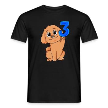 3 ans - 3 anniversaires - motif caniche - T-shirt homme - noir - Devant - AI Model Male 178 light (178cm)