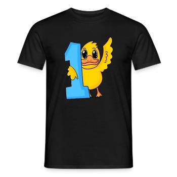 1 an - Inscription à l’école - Motif canard - T-shirt homme - noir - Devant - AI Model Male 178 light (178cm)