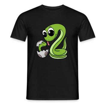 Schlange mit Baby Schlange - Männer T-Shirt - Schwarz - Vorne - AI Model Male 178 light (178cm)