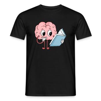 Gehirn am Lesen - Männer T-Shirt - Schwarz - Vorne - AI Model Male 178 light (178cm)